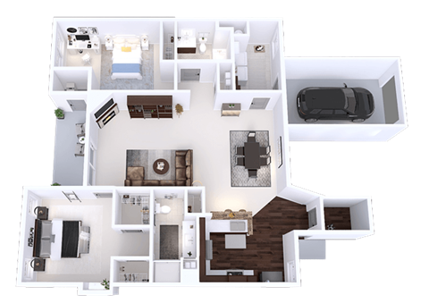 Floor plan for 2 beds, 2 baths, 1519 sqft